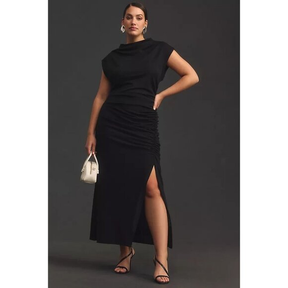 Anthropologie The Maya Ruched Cowl-Neck Dress Black 3X - Picture 1 of 1